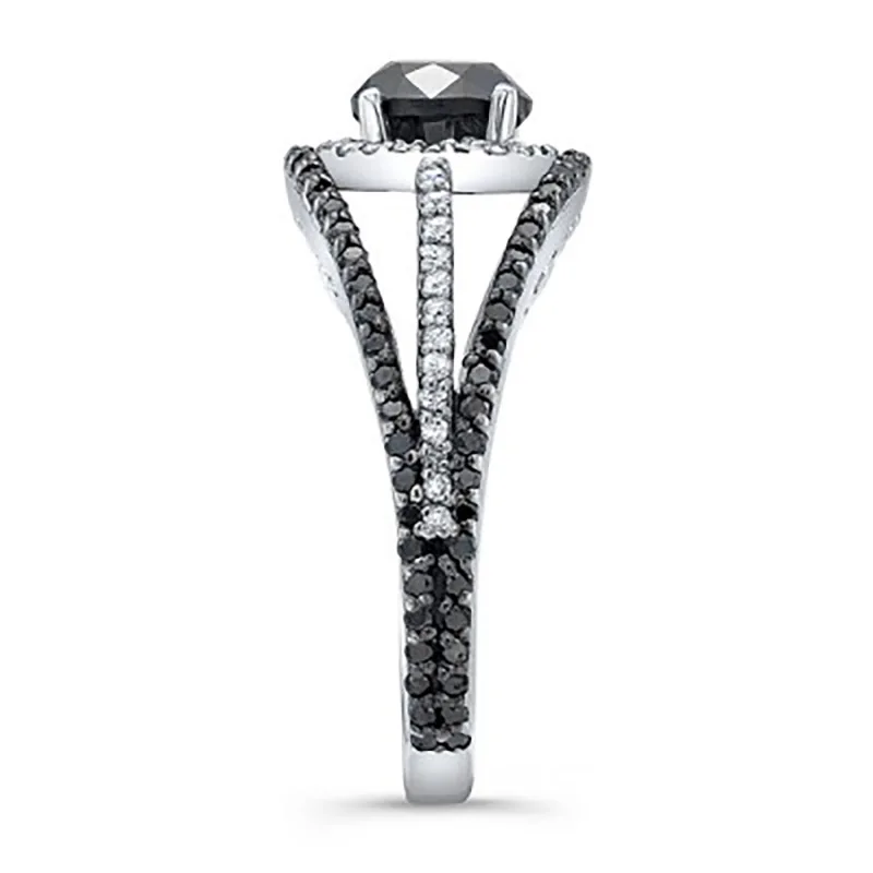 F328 Vintage Moissanite Ring Oval Cut White Gold Pave Setting Engagement Band for Women