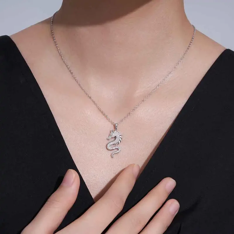 Custom Year of the Horse VVS Moissanite Pendant Necklace 925 Silver Platinum Plated Luxury Fine Jewelry Necklace for Women