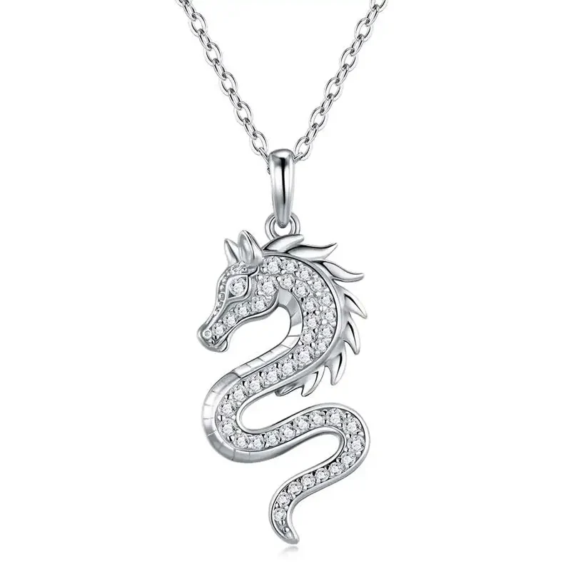 Custom Year of the Horse VVS Moissanite Pendant Necklace 925 Silver Platinum Plated Luxury Fine Jewelry Necklace for Women