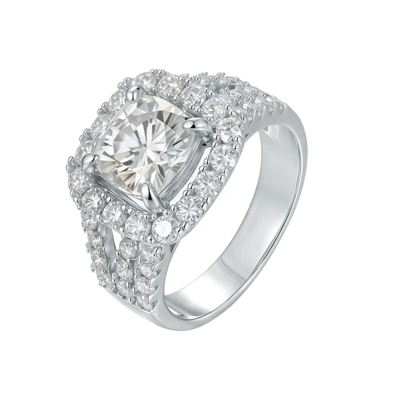 Wholesale Custom Fine Jewelry Engagement Rings for Ladies Luxury Wedding Ring 925 Silver Moissanite Ring for Women
