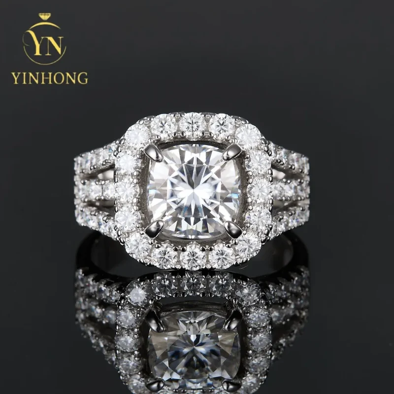 Wholesale Custom Fine Jewelry Engagement Rings for Ladies Luxury Wedding Ring 925 Silver Moissanite Ring for Women
