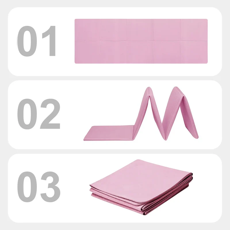 Foldable Yoga Mat Pink Eco Friendly EVA Folding Travel Fitness Exercise Mat 3/4/6mm Thicknesses for Yoga Floor Workouts