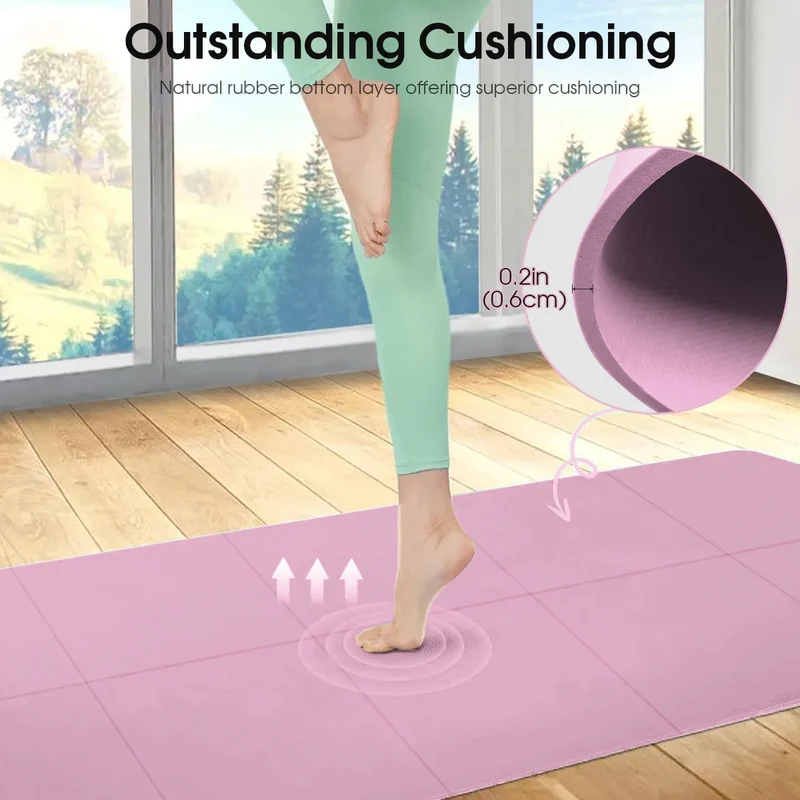 Foldable Yoga Mat Pink Eco Friendly EVA Folding Travel Fitness Exercise Mat 3/4/6mm Thicknesses for Yoga Floor Workouts
