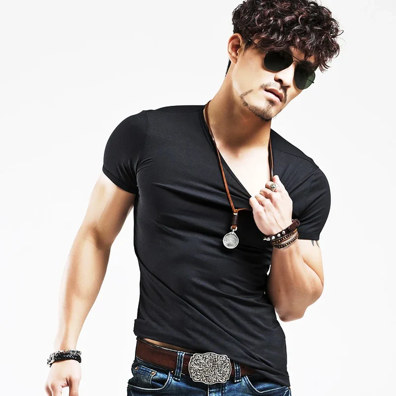 2026 Brand New Men T Shirt Men T-shirts V neck Man T-shirt For Male Fitness Tshirts Men T Shirts Tops Tees Clothing