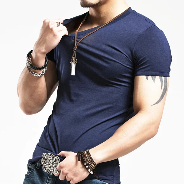 2026 Brand New Men T Shirt Men T-shirts V neck Man T-shirt For Male Fitness Tshirts Men T Shirts Tops Tees Clothing