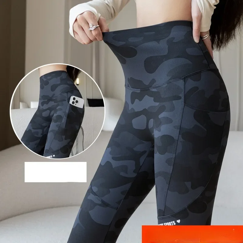 Women Camo Shark Pants High Waist Pocket Leggings Big Size Stretchy Casual Pants Fashion Skinny Yoga Fitness Pants