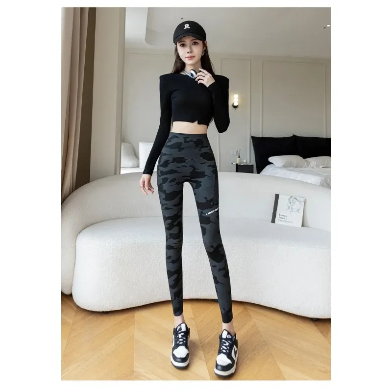 Women Camo Shark Pants High Waist Pocket Leggings Big Size Stretchy Casual Pants Fashion Skinny Yoga Fitness Pants