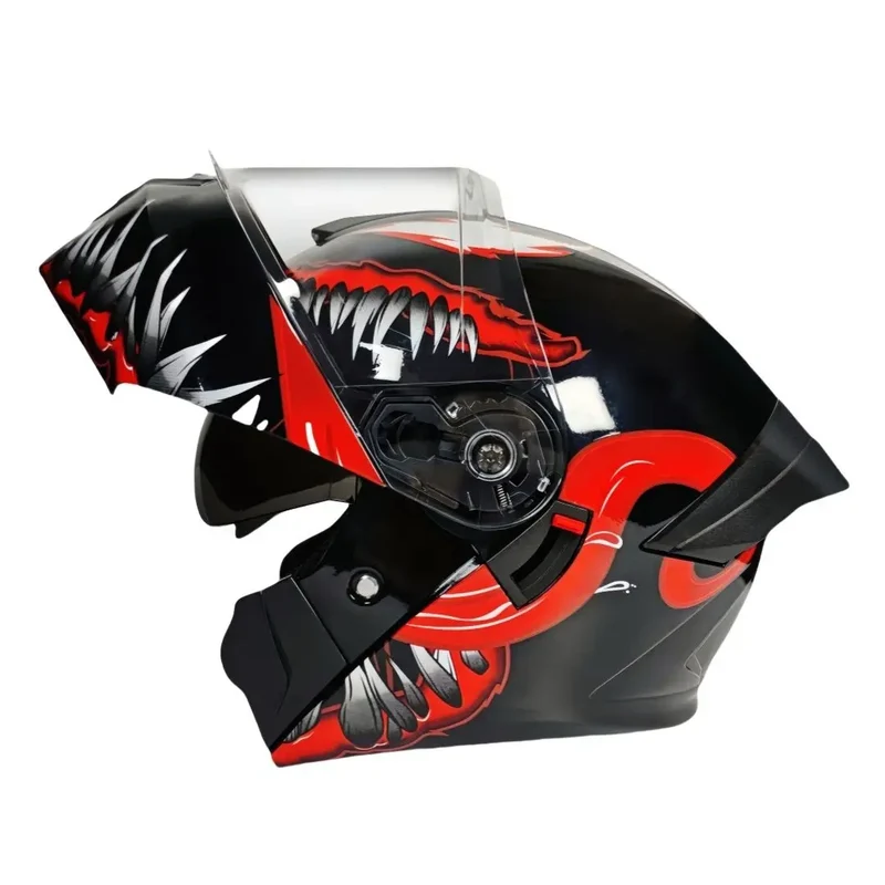 New ABS Modular Full Face Dual Visor Moto Helmet LED Tail Lights Dirt Bike Racing Casco for Men Women Motorcycles Helmets