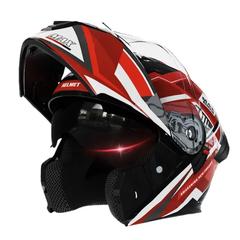 New ABS Modular Full Face Dual Visor Moto Helmet LED Tail Lights Dirt Bike Racing Casco for Men Women Motorcycles Helmets