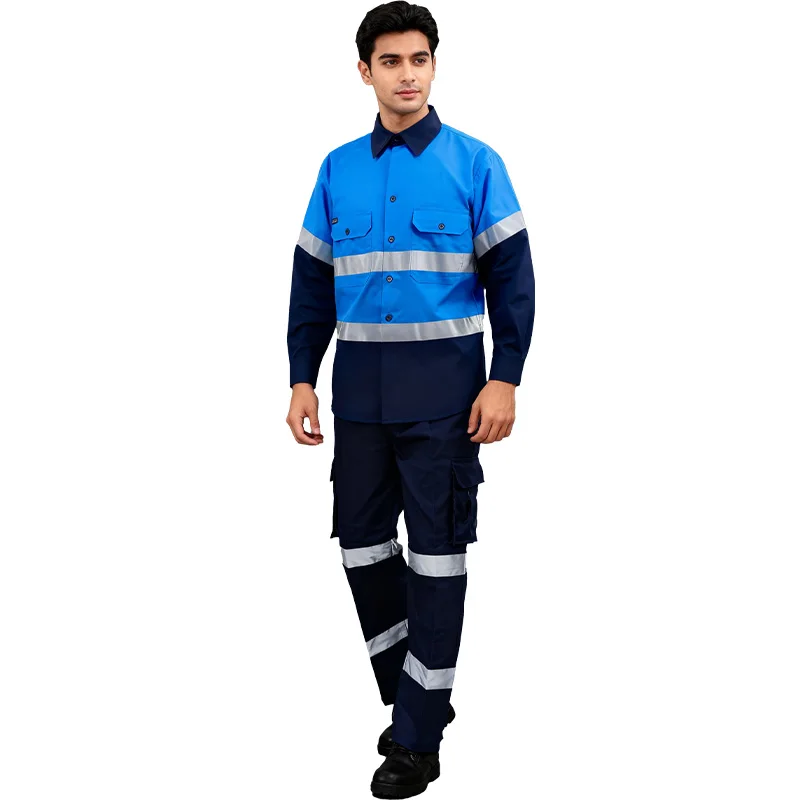Wholesale Hi Vis Industrial Reflective Safety Working Uniform Clothes Workwear Jacket with Pants for Men