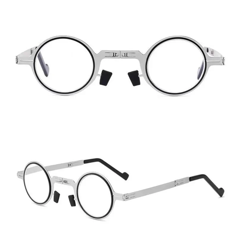 Men Women Fashion Retro Ultra Light Titanium Material Screwless Foldable Anti-Blue Reading Glasses