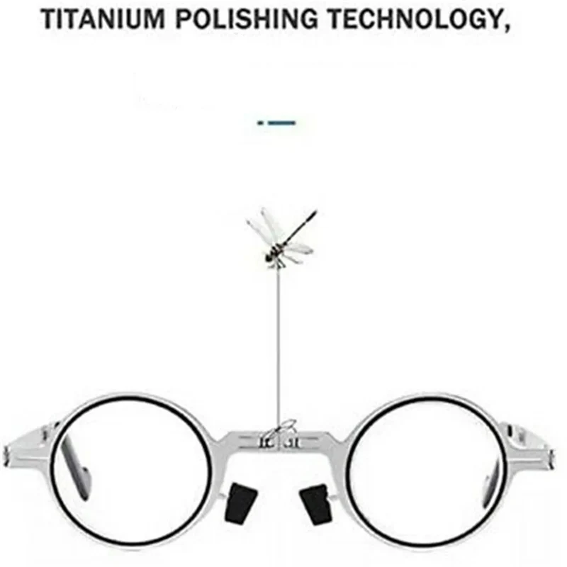 Men Women Fashion Retro Ultra Light Titanium Material Screwless Foldable Anti-Blue Reading Glasses