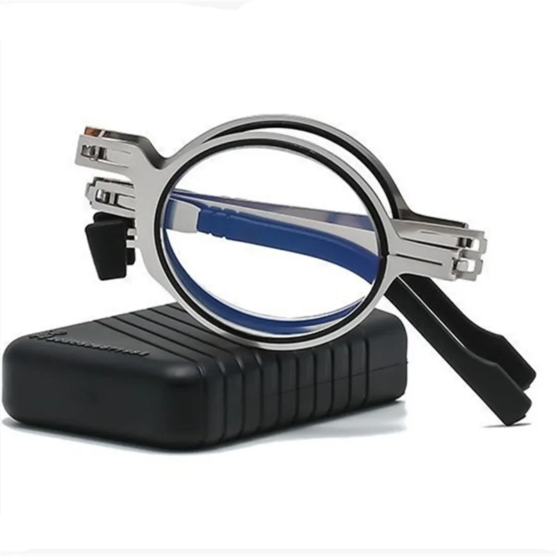 Men Women Fashion Retro Ultra Light Titanium Material Screwless Foldable Anti-Blue Reading Glasses