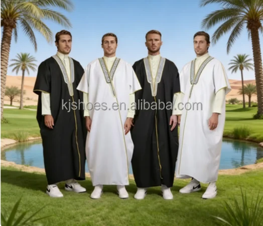 2027 NEW KJ Wholesale Fast Shipping Saudi Arabic Bisht for Men Breathable XXL Jubbah for Muslim Men Bisht Dress ODM for Winter