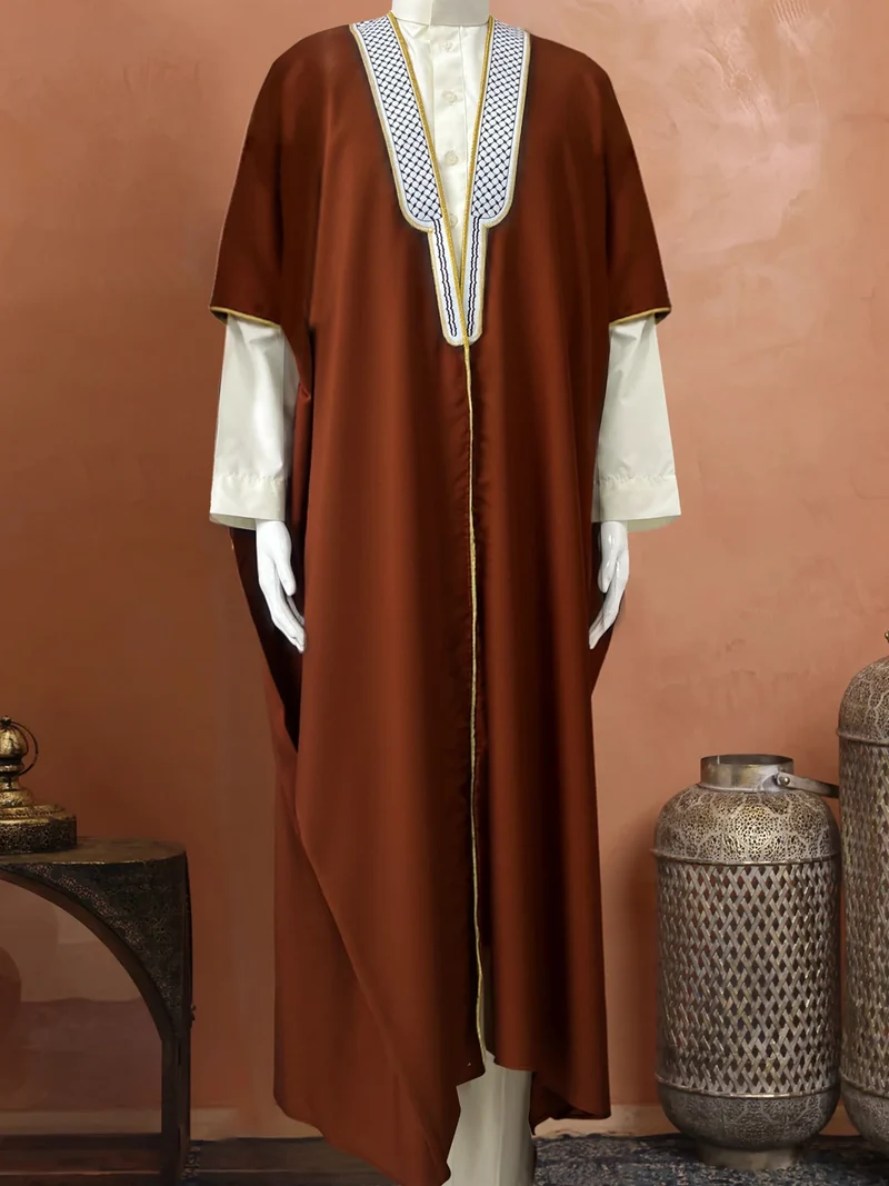 2027 NEW KJ Wholesale Fast Shipping Saudi Arabic Bisht for Men Breathable XXL Jubbah for Muslim Men Bisht Dress ODM for Winter