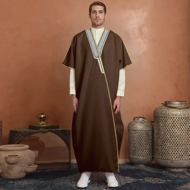 2027 NEW KJ Wholesale Fast Shipping Saudi Arabic Bisht for Men Breathable XXL Jubbah for Muslim Men Bisht Dress ODM for Winter