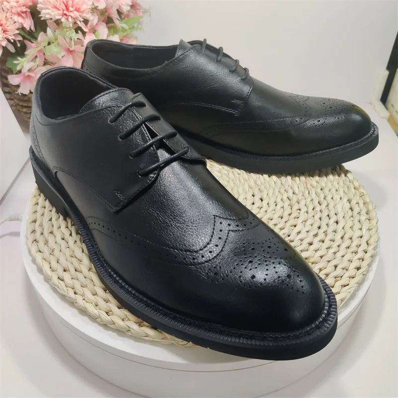 Extra Size 38-47 Brogue Dress Shoes Lace up PU Leather Oxford Formal Business Footwear Wedding Shoes for Men
