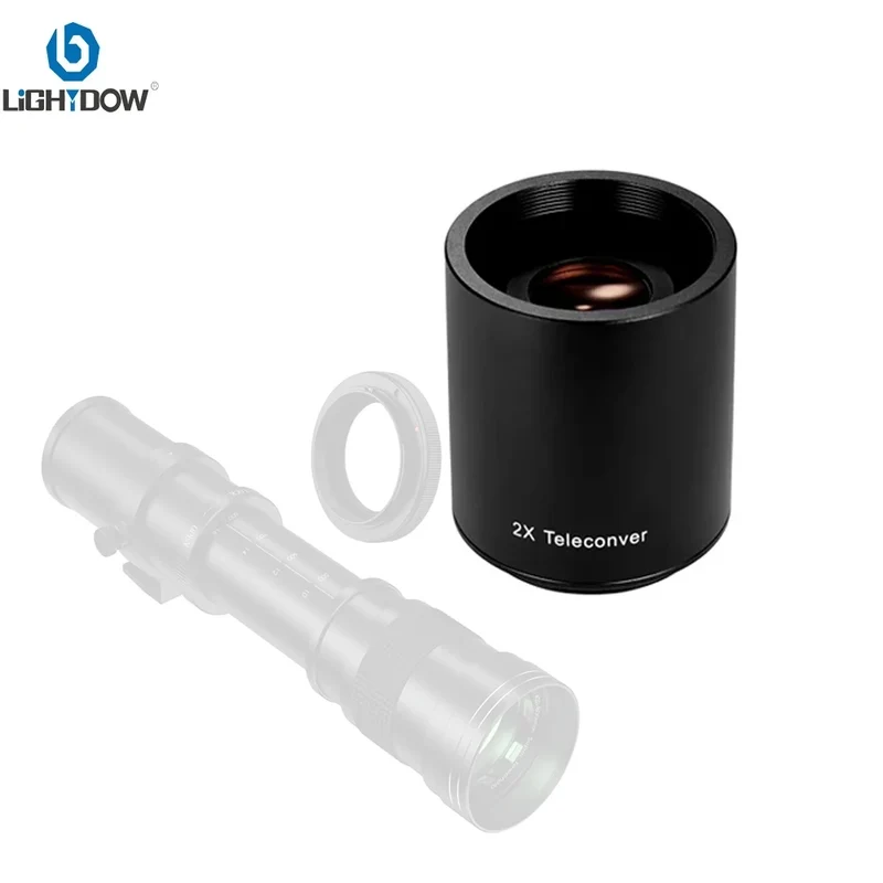 Lightdow 2x Teleconverter Converter Magnification Lens for 420-800 500 800 900 650-1300mm T Mount Telephoto Mirror Lens