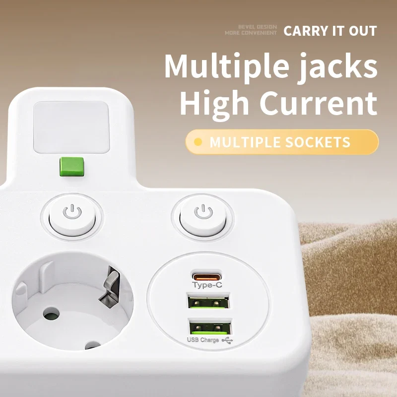 EU plug AC socket power board multi-layer wall socket universal network filter, with or without USB independent switch light ada