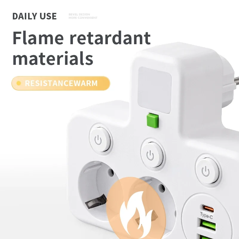 EU plug AC socket power board multi-layer wall socket universal network filter, with or without USB independent switch light ada