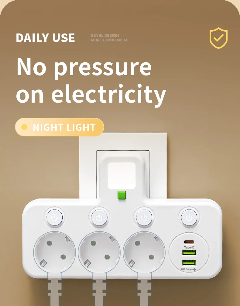 EU plug AC socket power board multi-layer wall socket universal network filter, with or without USB independent switch light ada