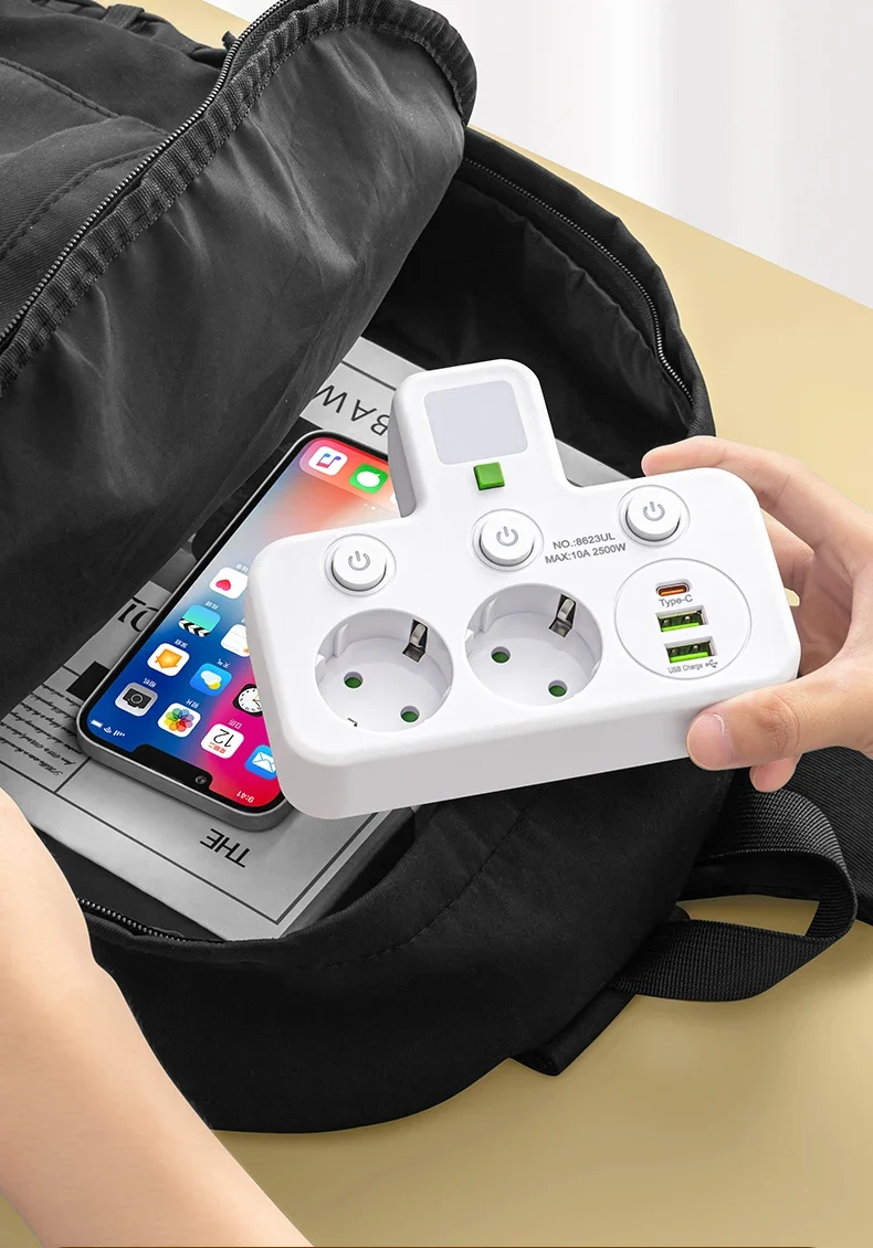 EU plug AC socket power board multi-layer wall socket universal network filter, with or without USB independent switch light ada