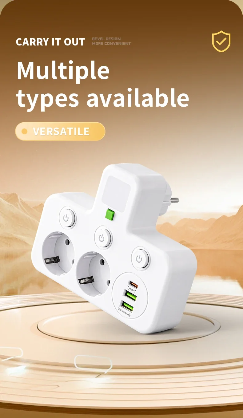 EU plug AC socket power board multi-layer wall socket universal network filter, with or without USB independent switch light ada
