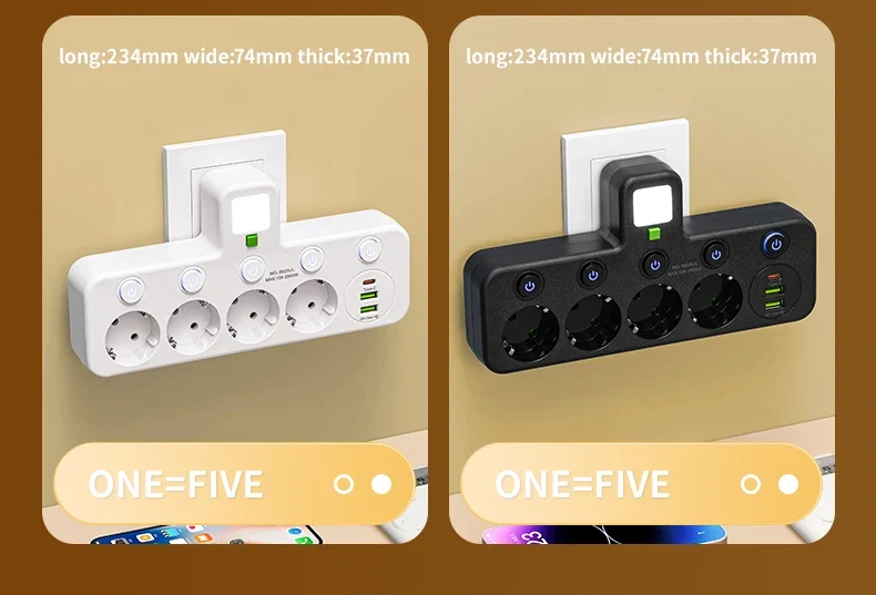 EU plug AC socket power board multi-layer wall socket universal network filter, with or without USB independent switch light ada