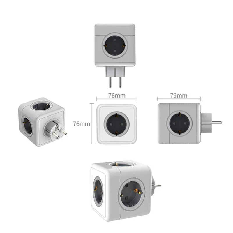 Massfa Multi Usb Power Strip Electrical Plug Cube Multiple Extension Socket with 4 Eu Outlets 3680W Adapter for Home Office
