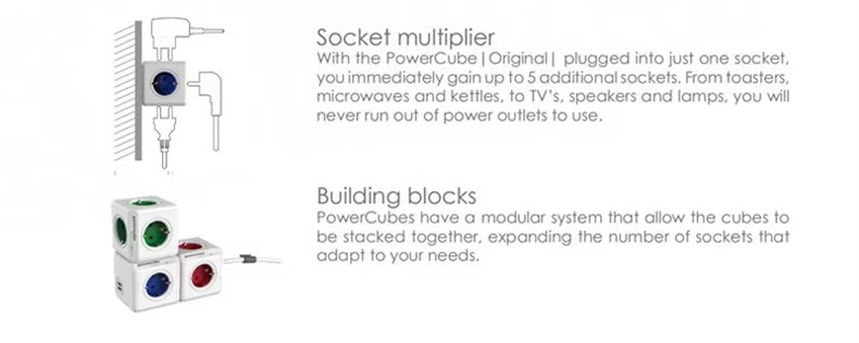 Massfa Multi Usb Power Strip Electrical Plug Cube Multiple Extension Socket with 4 Eu Outlets 3680W Adapter for Home Office