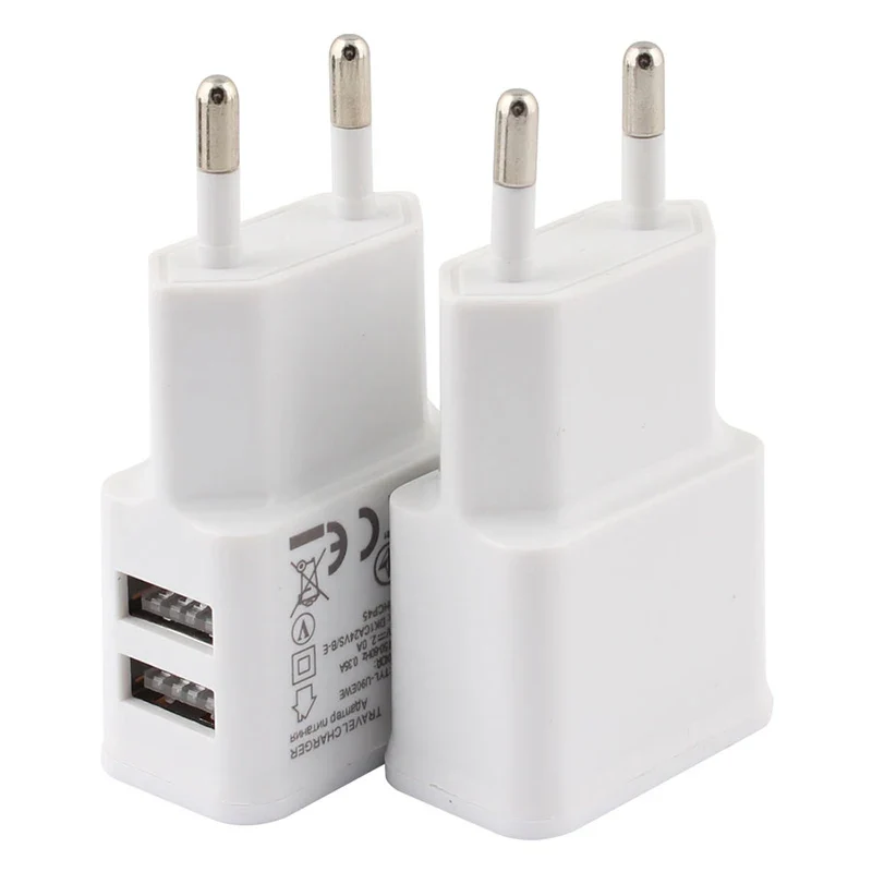 5V 2A USB Charger Travel Wall Charging Head Mobile Phone Dual USB Charger AC Adapter Portable EU Plug For iPhone Xiaomi Samsung