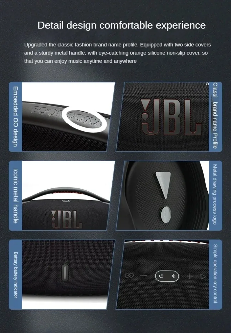 JBL Boombox3 Portable Bluetooth Speaker Subwoofer Outdoor Speaker IP67 Dust Waterproof Hifi Sound High Quality Desktop Audio