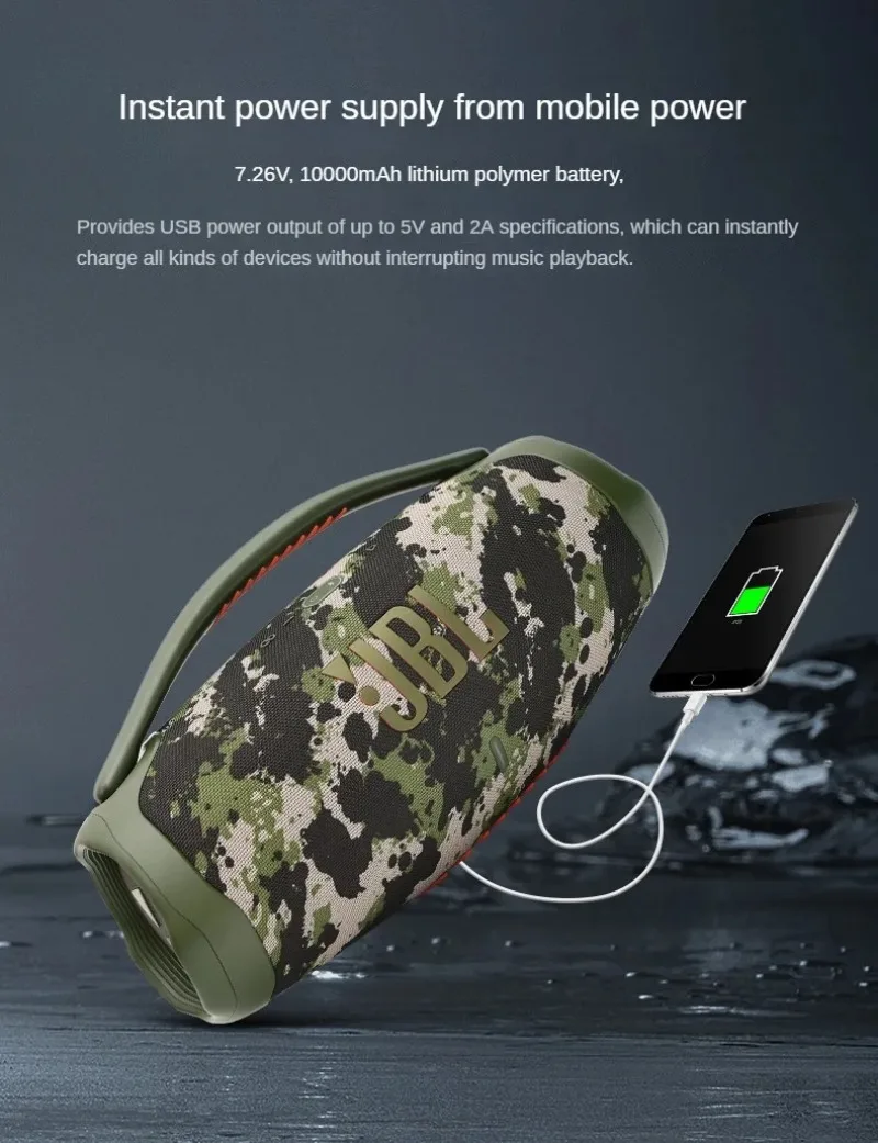 JBL Boombox3 Portable Bluetooth Speaker Subwoofer Outdoor Speaker IP67 Dust Waterproof Hifi Sound High Quality Desktop Audio