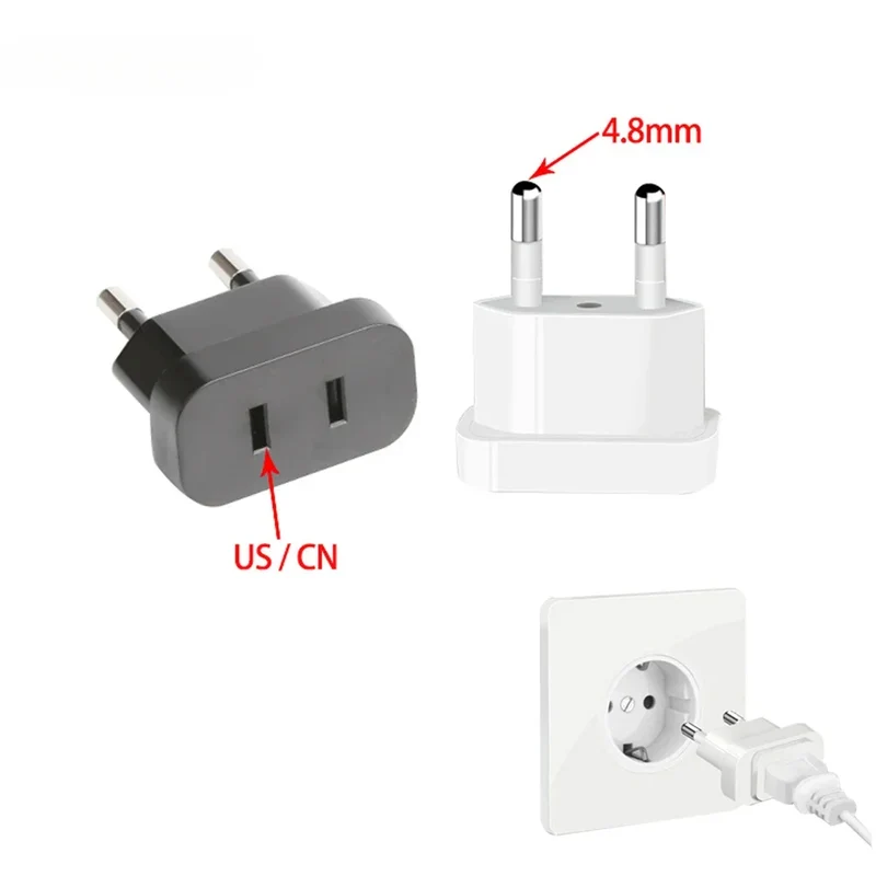 1 Pcs 4.8mm Power Plug Adapter US To EU Euro Europe Plug Power Plug Converter Travel Adapter Power Converter Outlet