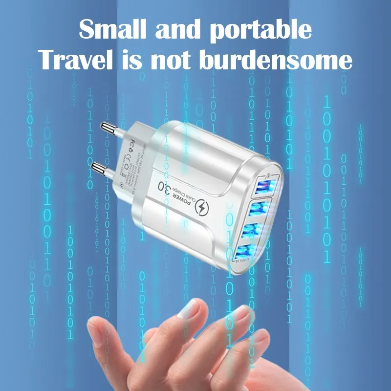4 USB 48W USB Charger Fast Charge 4 Ports QC 3.0 Charging EU US Plug Adapter Wall Travel Charger For iPhone Xiaomi Mobile Phone