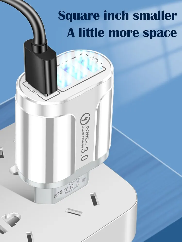 4 USB 48W USB Charger Fast Charge 4 Ports QC 3.0 Charging EU US Plug Adapter Wall Travel Charger For iPhone Xiaomi Mobile Phone