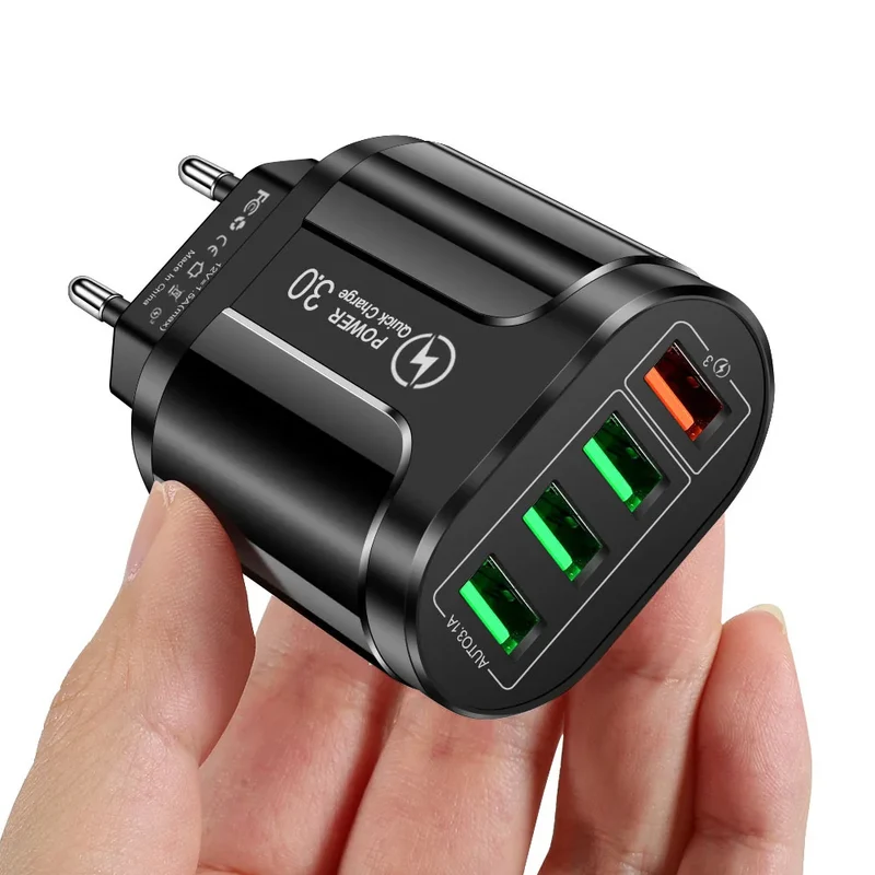 4 USB 48W USB Charger Fast Charge 4 Ports QC 3.0 Charging EU US Plug Adapter Wall Travel Charger For iPhone Xiaomi Mobile Phone