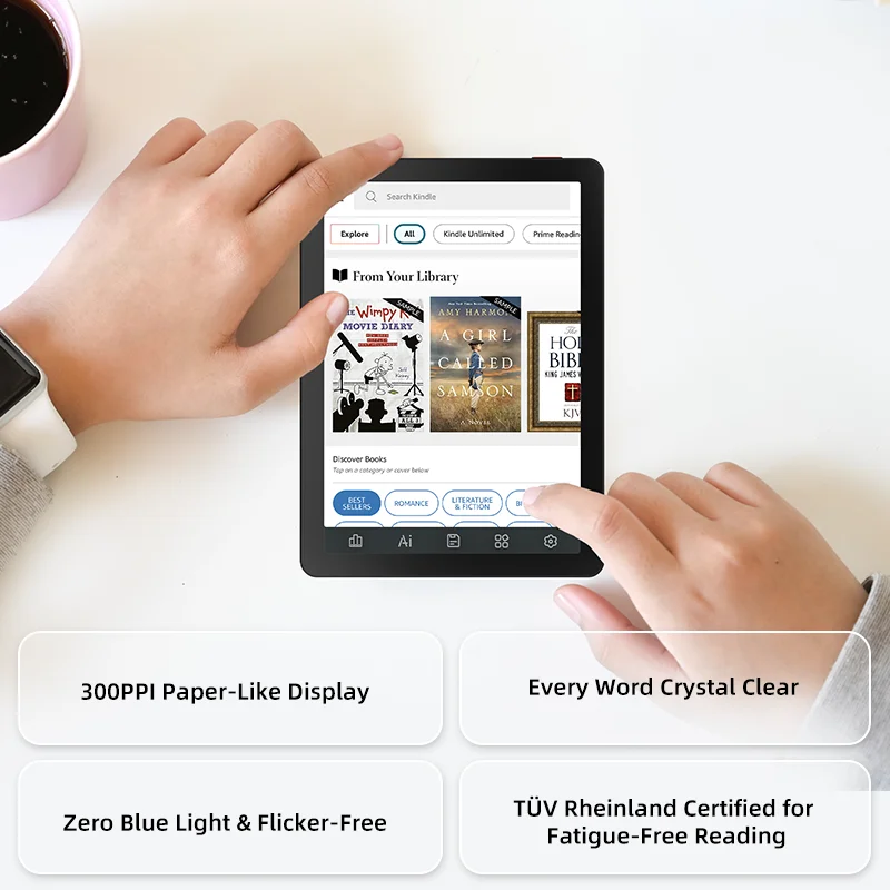 Bigme E-book Reader B6, 6-inch e-ink electronic book, 36-level front light, Android 14 OS built-in Google Play, 4+64GB ereader
