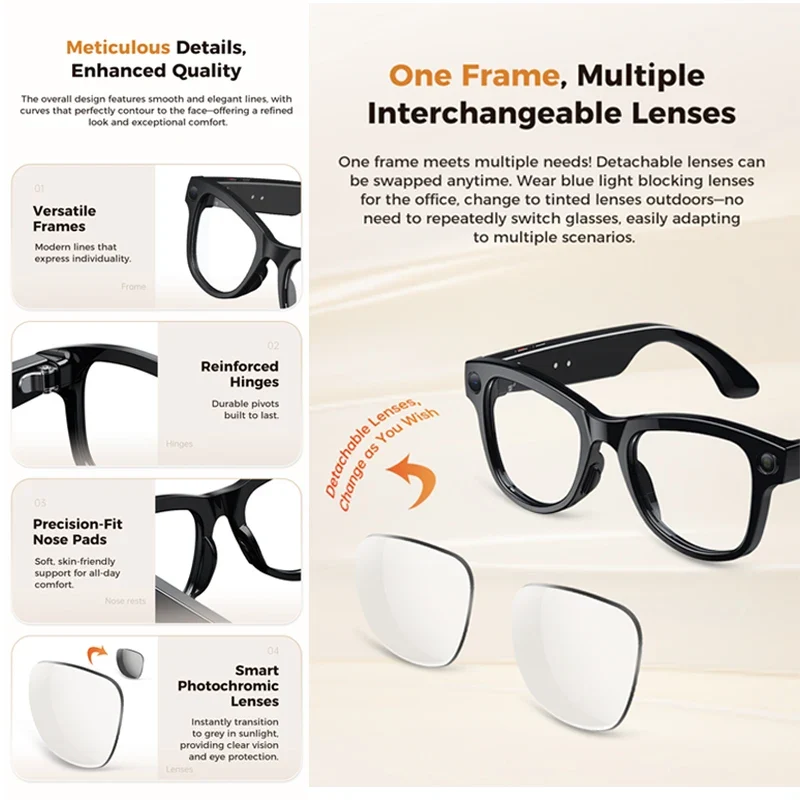 2026 New 8MP Camera Smart AI Glasses 3600mAh Charging Case Power Bank 1080P HD Camera ChatGPT 32GB Translation Video Sunglasses