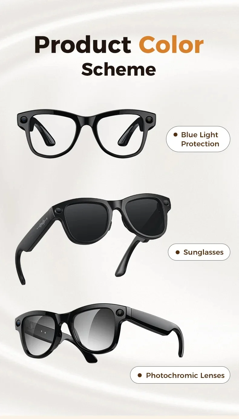 2026 New 8MP Camera Smart AI Glasses 3600mAh Charging Case Power Bank 1080P HD Camera ChatGPT 32GB Translation Video Sunglasses