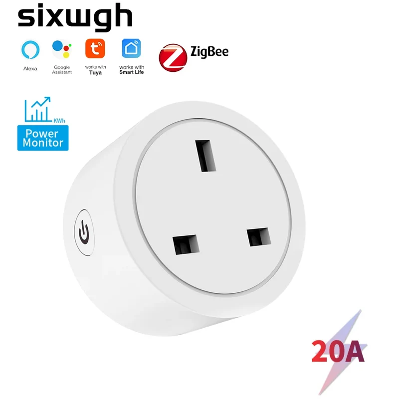 UK Zigbee Smart Plug with Energy Monitoring|Tuya Smart Life App Remote Control|Timer, Supports Alexa & Assistant|Device Sharing
