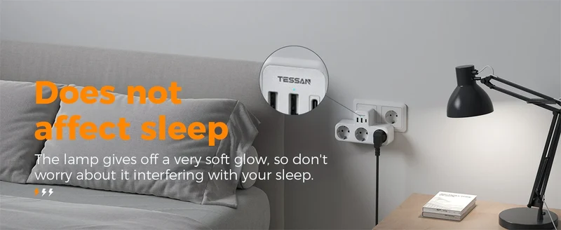 Tessan Multiple EU Standard USB Socket Wall Socket 6 in 1 Plug Socket with 3 AC Outlets with USB Charging Ports for Home Office