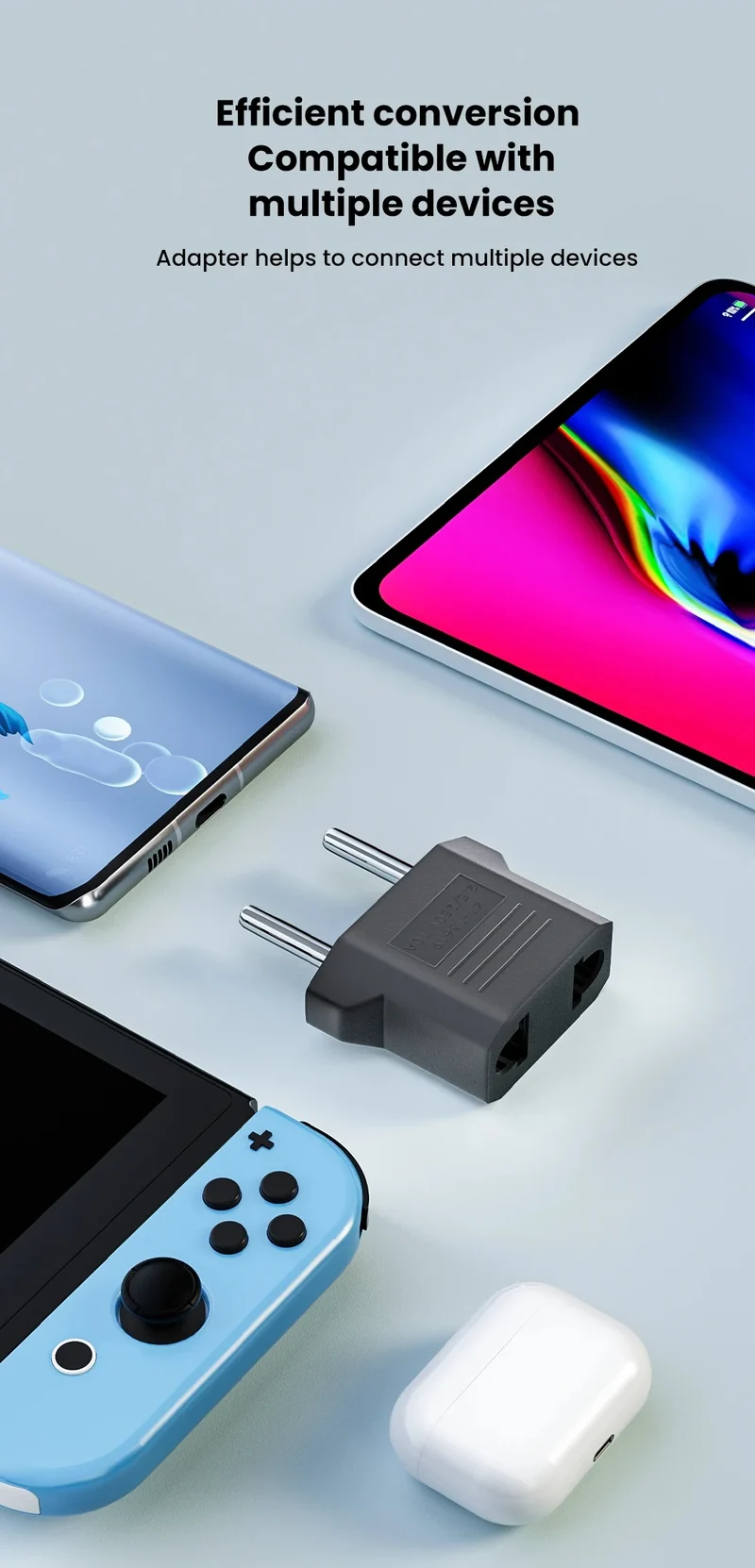 3/5/10pcs Mini US To EU Plug Converter America European Travel Charger Adapter AC Outlet 4.8mm/4.0mm US to EU Converter Socket