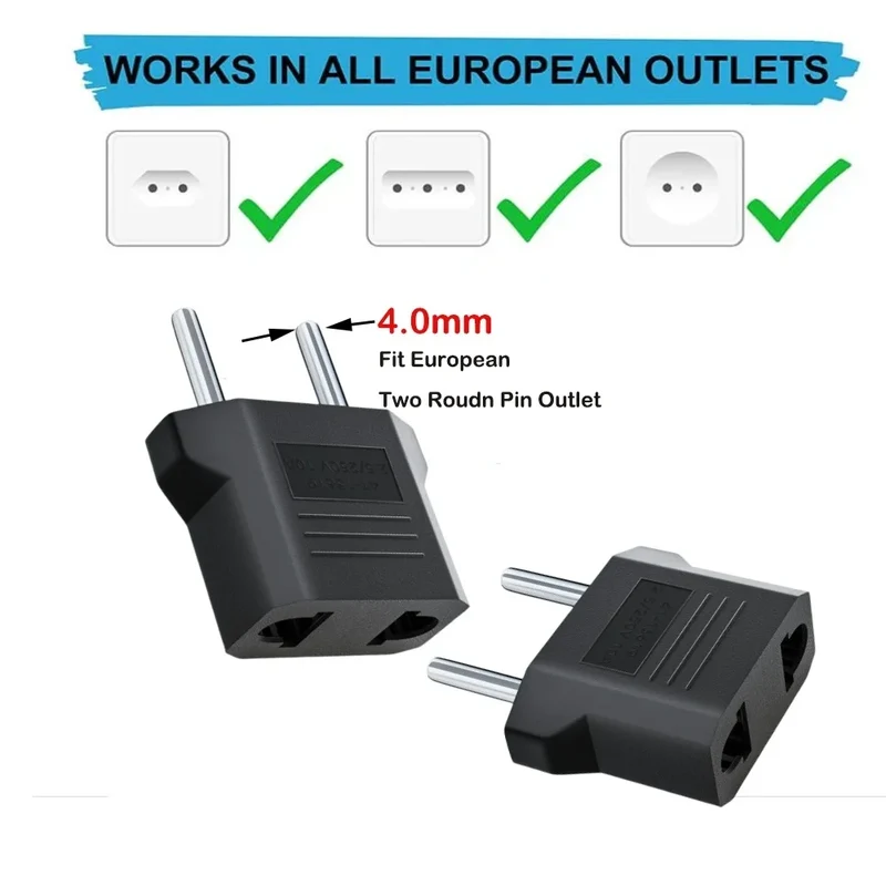 3/5/10pcs Mini US To EU Plug Converter America European Travel Charger Adapter AC Outlet 4.8mm/4.0mm US to EU Converter Socket