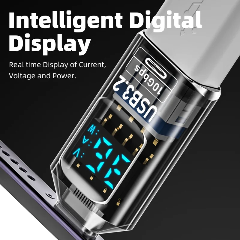 60W USB 3.2 Adapter LED Digital Display Transmission Data Converter Fast Charge Data Sync Adapter USB To Type C Charger Adapter
