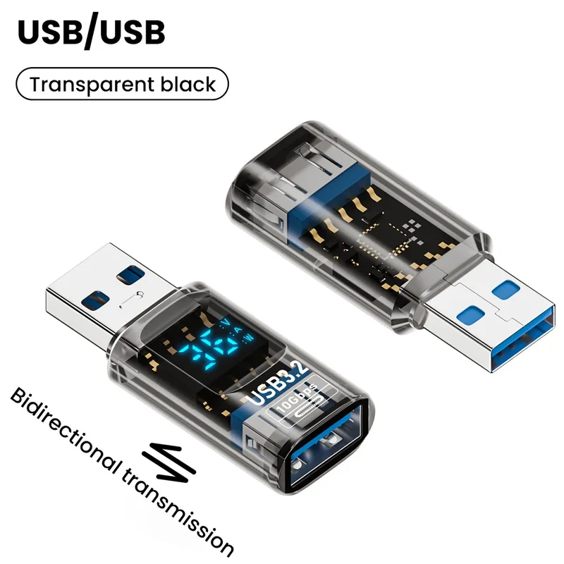 60W USB 3.2 Adapter LED Digital Display Transmission Data Converter Fast Charge Data Sync Adapter USB To Type C Charger Adapter