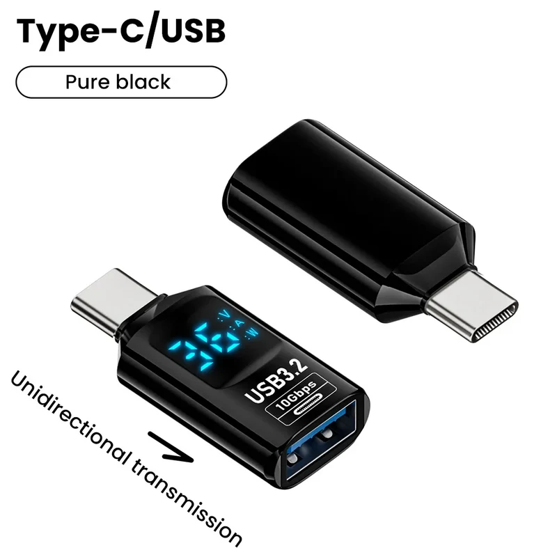 60W USB 3.2 Adapter LED Digital Display Transmission Data Converter Fast Charge Data Sync Adapter USB To Type C Charger Adapter