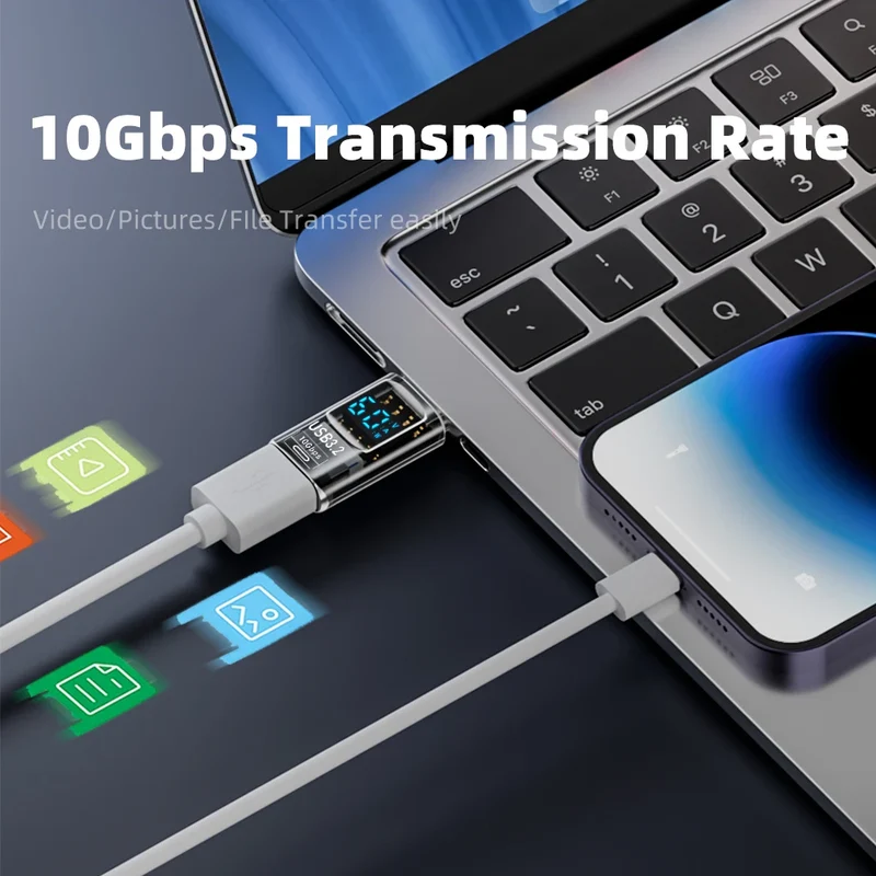 120W USB 3.2 Digital Display Adapter 10Gbps USB 3.2 to Type C Adapter USB Male To USB Female Converter For PC Laptop OTG Adapter