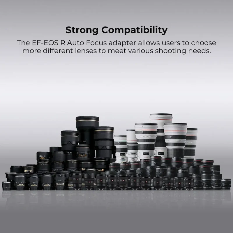 K&F CONCEPT EF to EOS R Adapter Auto Focus Lens Mount Adapter for Canon EF EF-S Lens to Canon EOS R/RF R3 R6 R50 Mount Cameras