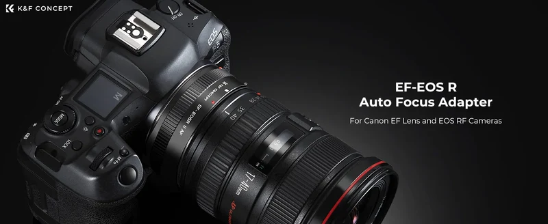 K&F CONCEPT EF to EOS R Adapter Auto Focus Lens Mount Adapter for Canon EF EF-S Lens to Canon EOS R/RF R3 R6 R50 Mount Cameras